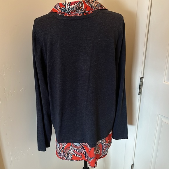 Navy Sweater 2 Layer Look 1X - Picture 6 of 7